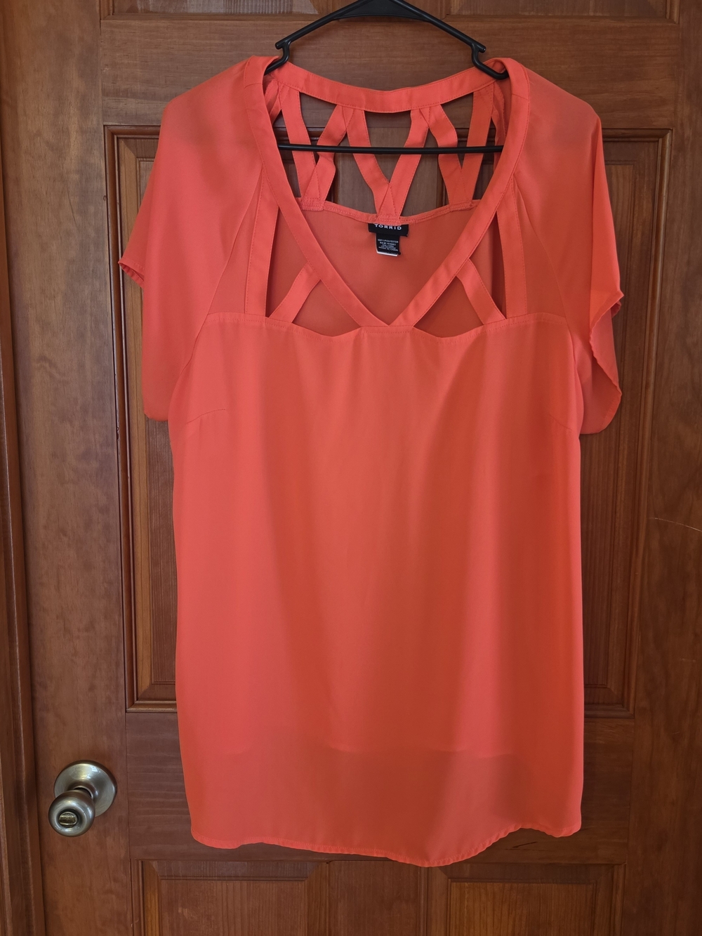 torrid Coral Orange Strappy V-Neck Chiffon Blouse